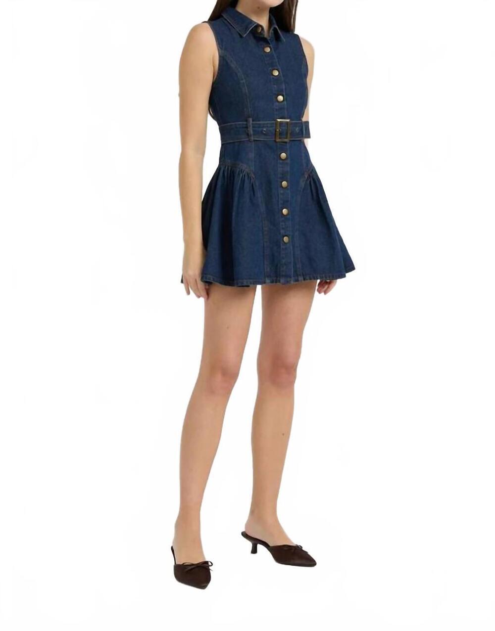 NEW EN SAISON paige mini belt dress in indigo - Picture 3 of 4